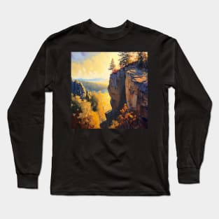 Vibrant Rocky Cliff Face Print Long Sleeve T-Shirt